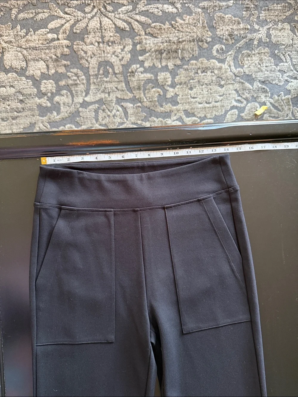 Cabi cheeky pant Black Wide-Leg Knit Pants with Front Patch Pockets#6488